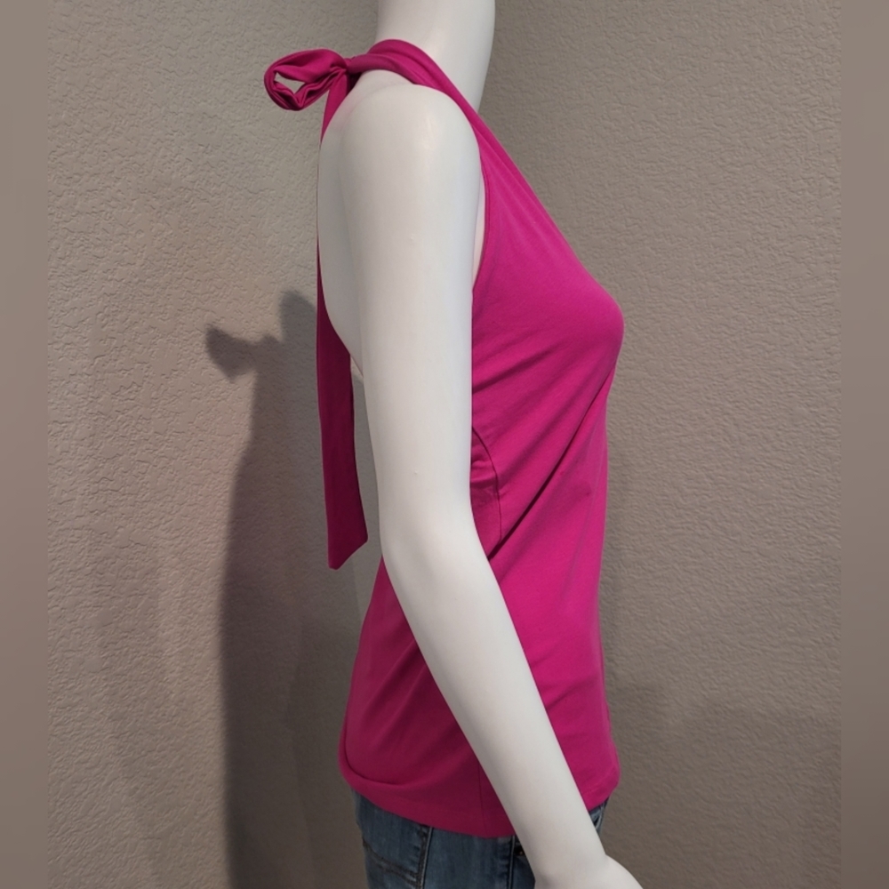NWT NY & CO fuchsia tie back halter/tank top - Picture 3 of 5
